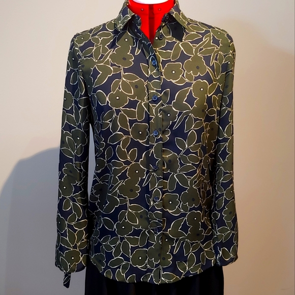 Banana Republic Boyfriend Fit Split Sleeve Floral Print Blouse - Picture 1 of 7